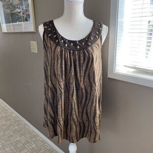 Great Northwest Indigo brown/tan animal print tank, Sz. 1X